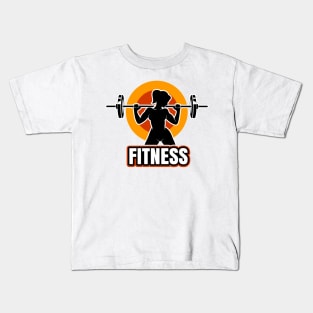 Training Girl Silhouette Fitness Emblem Kids T-Shirt